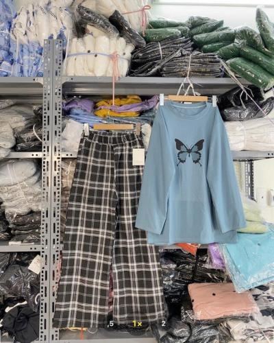 Set Bộ áo phông bướm quần caro hót