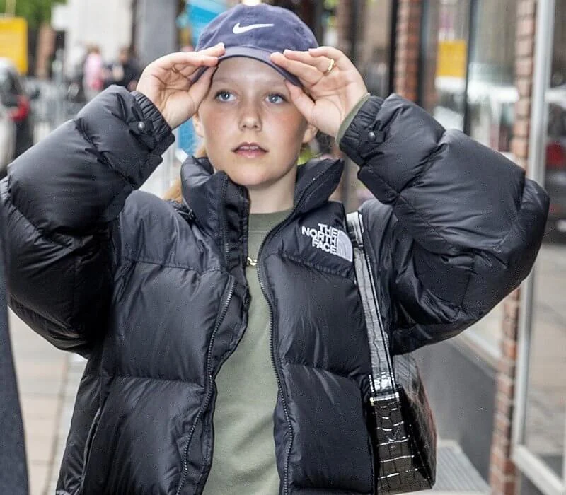 Danish Princess Isabella wore a black nuptse cropped down jacket from The North Face