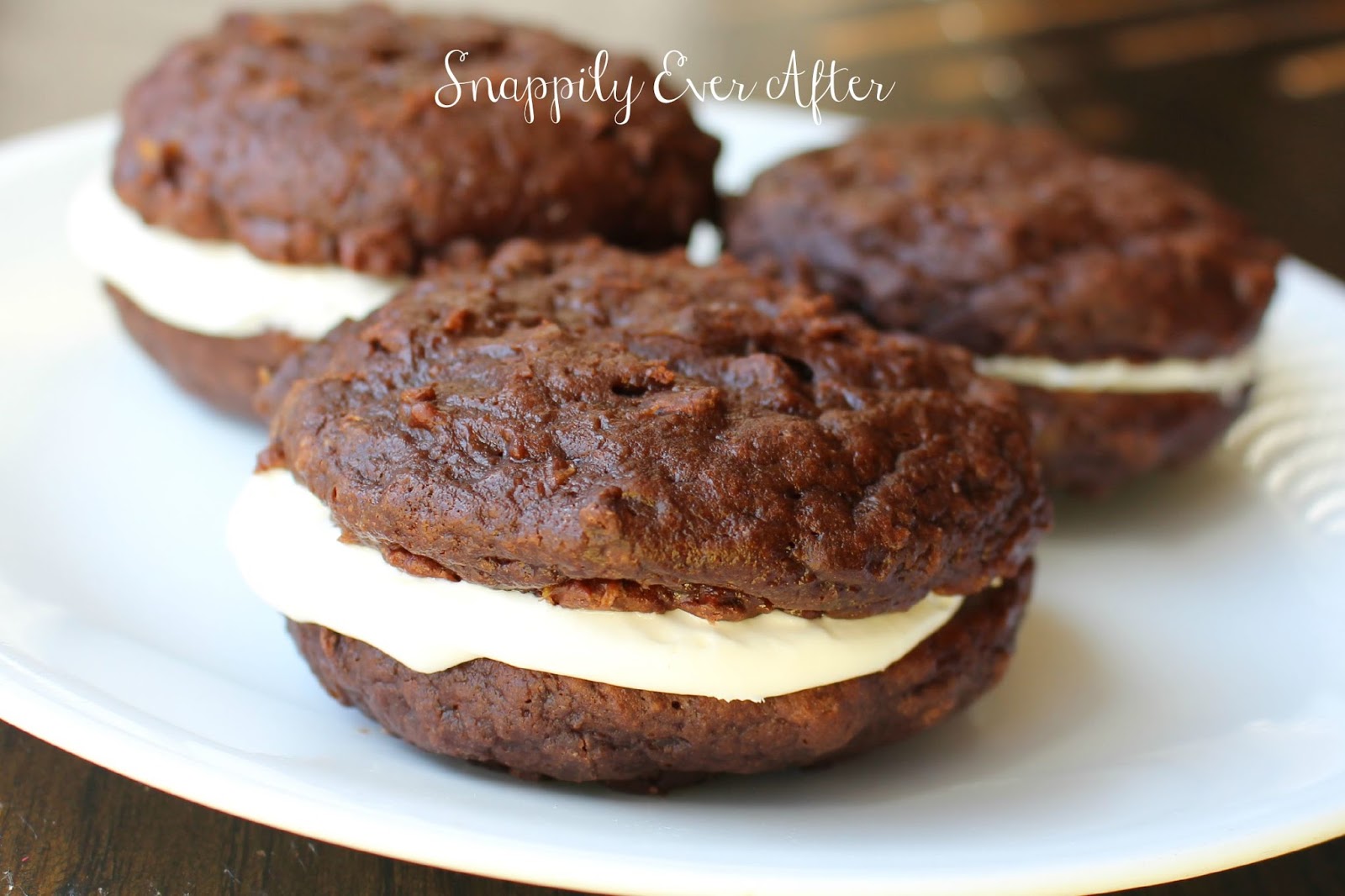 Snappily Ever After Double Chocolate Fudge Zucchini Whoopie Pies