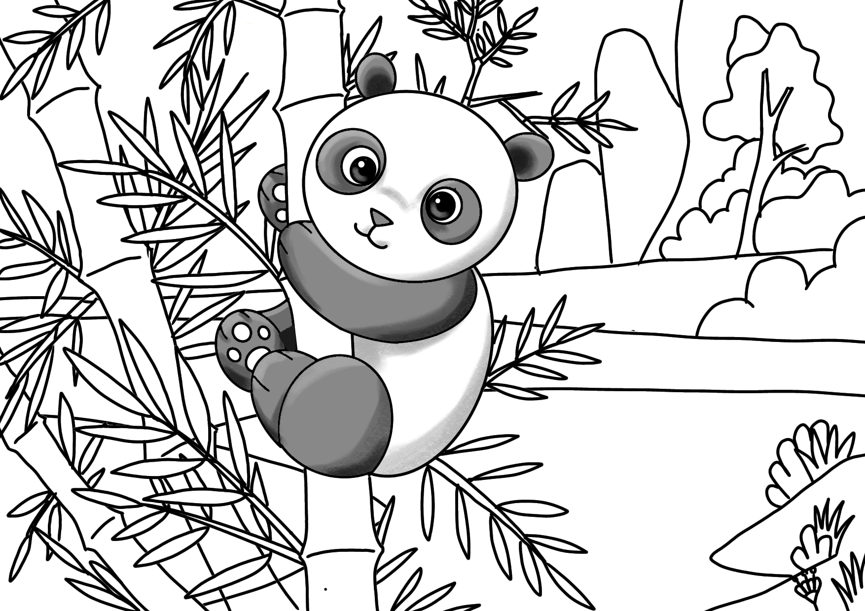 gambar mewarnai hewan darat panda