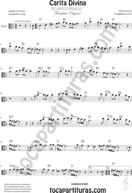  Partitura de Carita Divina Viola Partitura Sheet Music for Viola Music Score