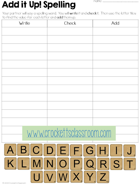  Add it Up! Spelling activity, great activity to add to your spelling or word work center.