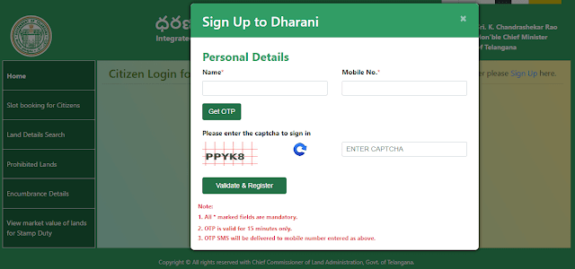 dharani portal registration