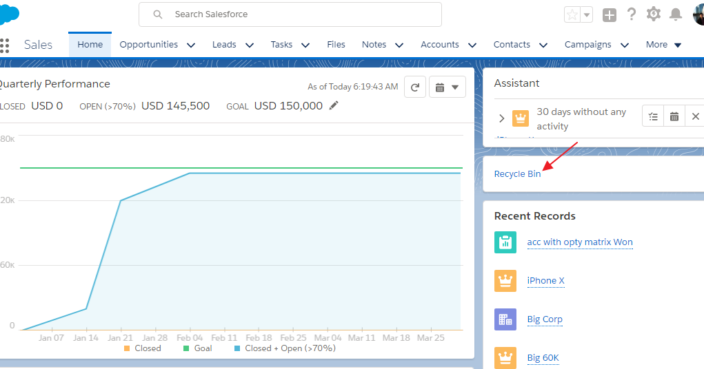 Salesforce Recycle Bin in Lightning