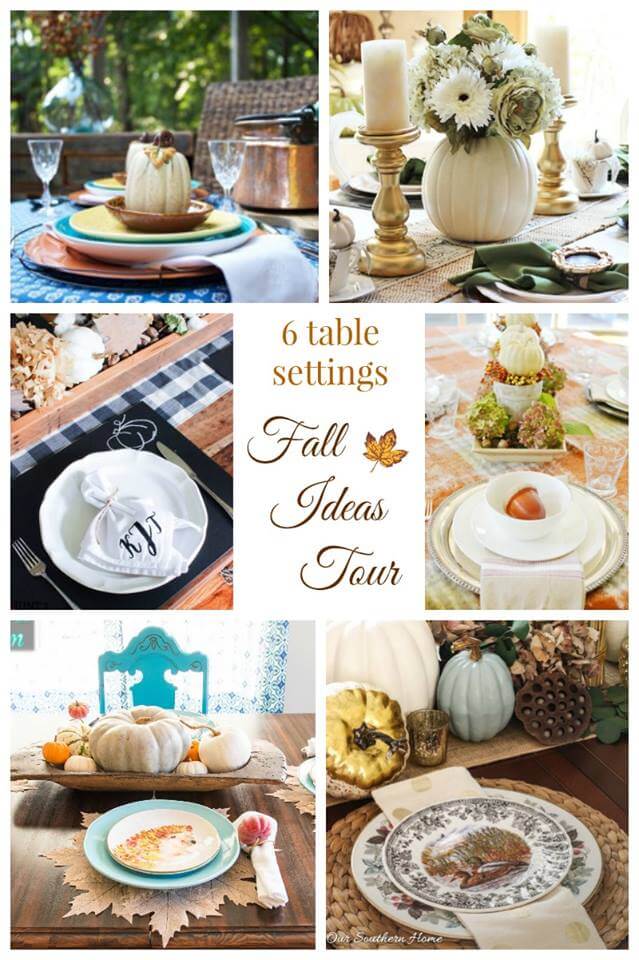 Fall Ideas Tour 2016 Tablescapes - The 2016 Fall Ideas Tour is filled with DIY Fall inspiration ideas from twenty-eight bloggers. Everything from Fall mantels, tablescapes, wreaths, printables, and porches.