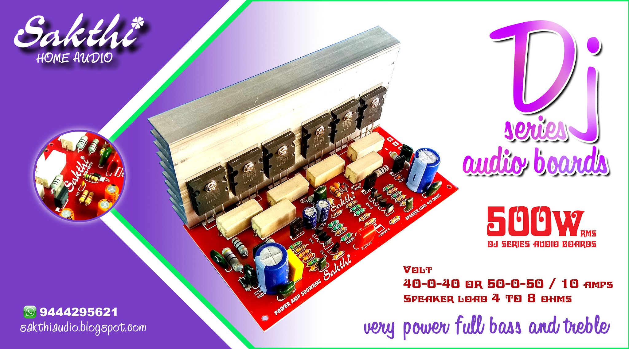 SAKTHI AUDIO CHENNAI SALEM DJ AMPLIFIER BOARDS 500W RMS
