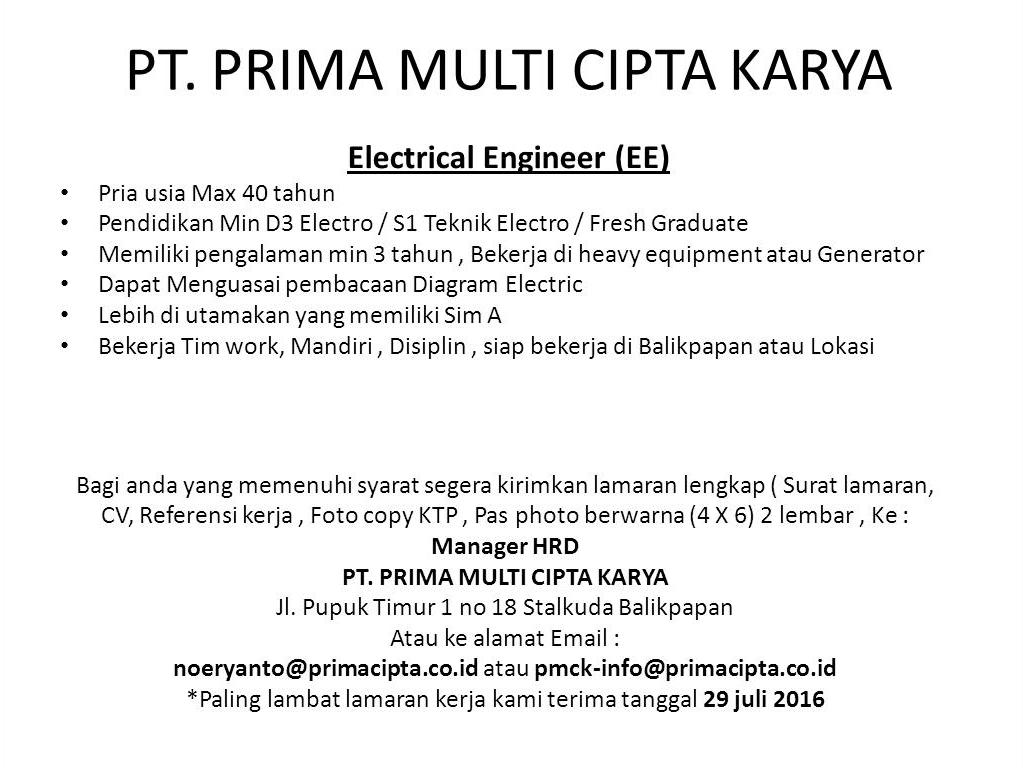 Lowongan Kerja Kota Balikpapan Lowongan PT. PRIMA MULTI