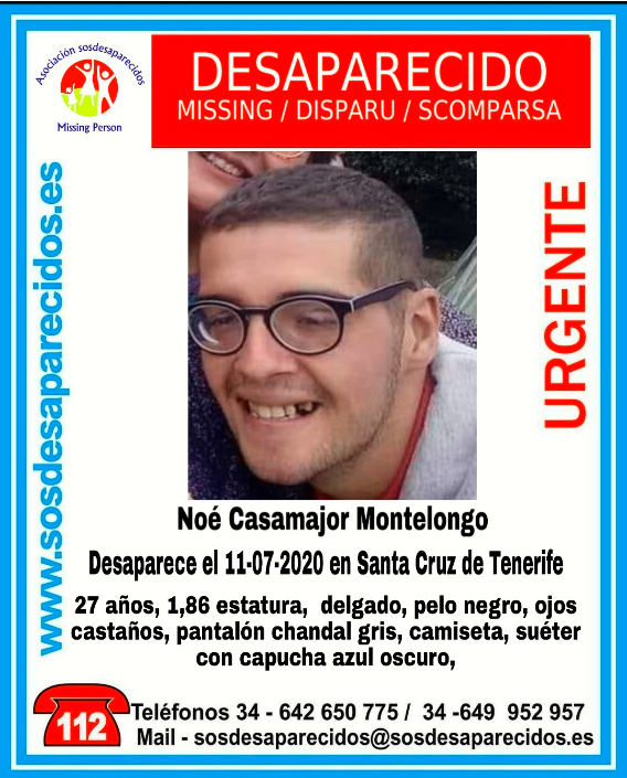 Buscan a Noé Casamajor , joven desaparecido en Santa Cruz de Tenerife Buscan a Noé Casamajor , joven desaparecido en Santa Cruz de Tenerife
