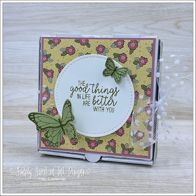 Springtime crafting to make a treat box and notecard with the Butterfly Gala stamp set and Ornate Garden Designer Series Paper.  Both retiring soon!