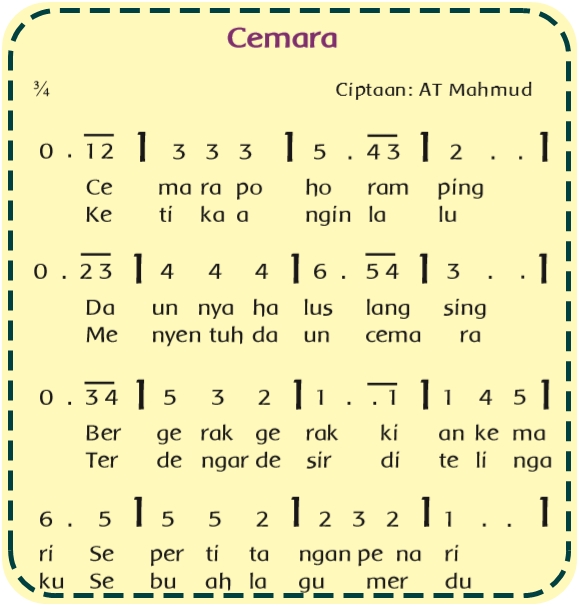 Sebutkan Baris Pada Lagu Cemara Yang Pola Iramanya Sama Mudah