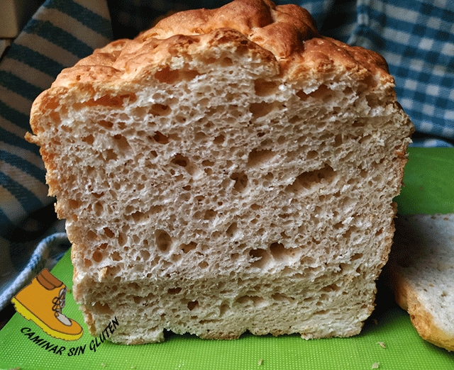Detalle de miga de pan de molde sin gluten sencillo de elabora