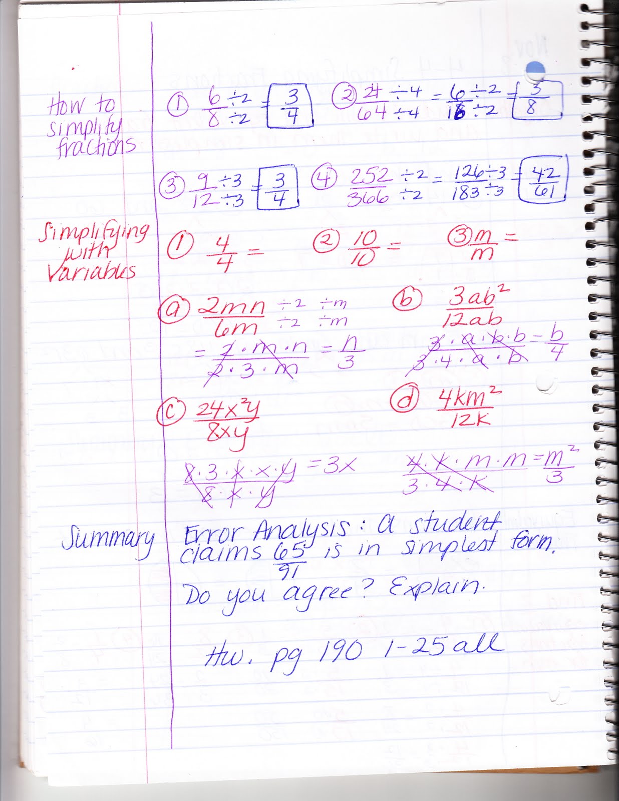 Ms. Jean's Classroom Blog: 4-4 Simplifying Fractions