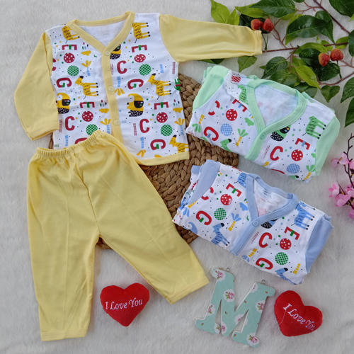 Setelan Lengan Panjang Baby Motif Kancing Depan - Mauzaku Baby Shop