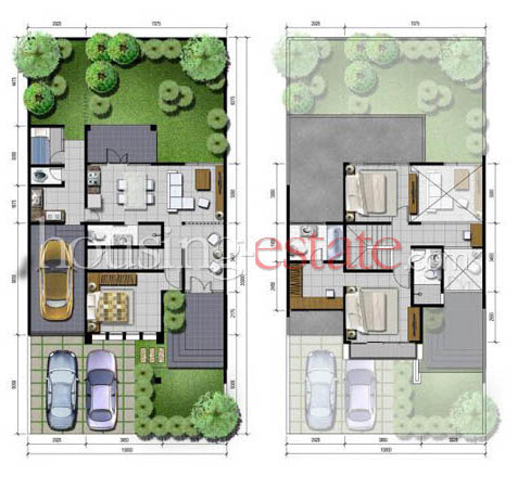 6 Denah rumah minimalis ukuran 10x20 meter 4 kamar tidur 2 ...