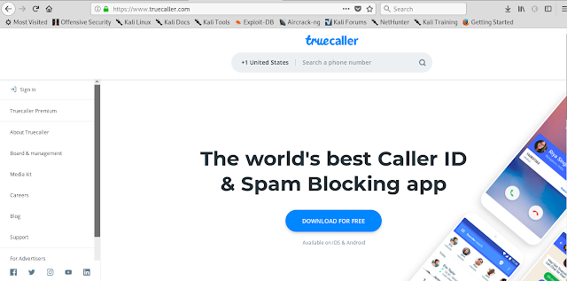 truecaller home page