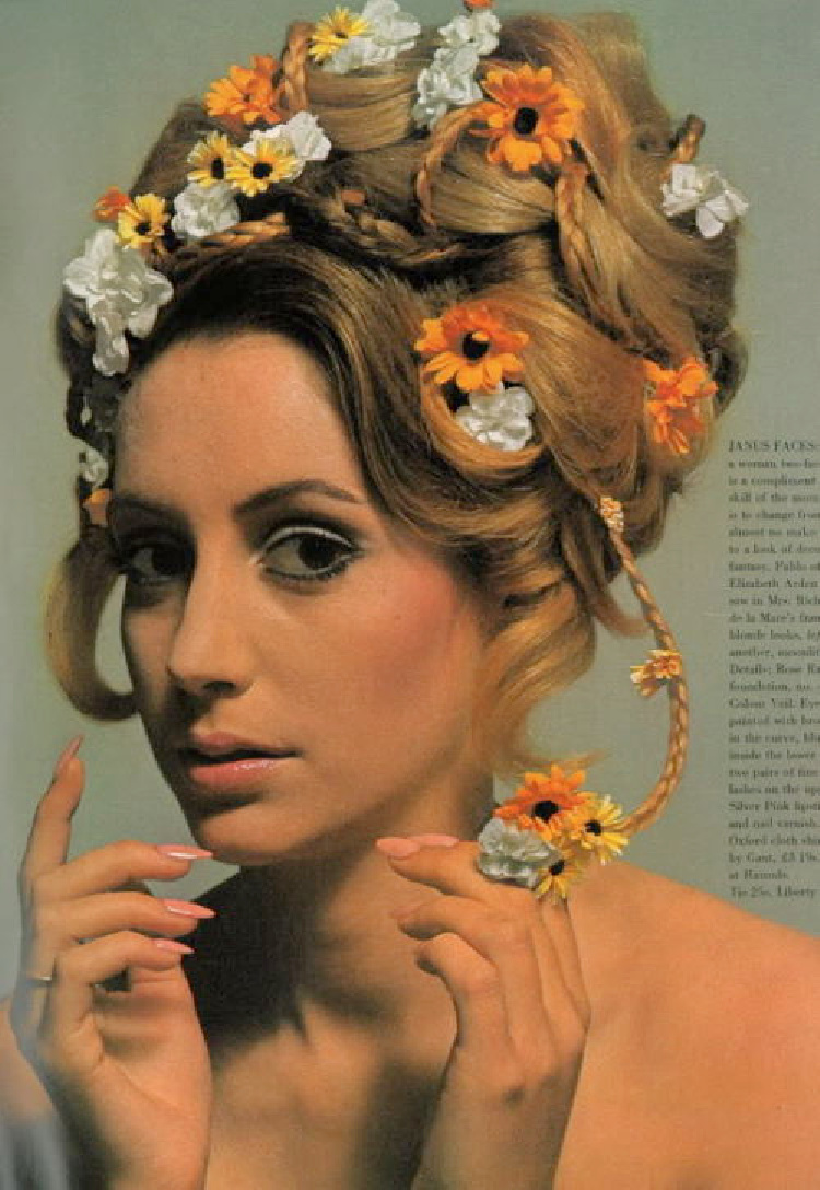 A Vintage Nerd, Vintage Blog, Vintage Floral Hairstyles, 1960's Hair Inspiration, Vintage Spring Hairstyles, Floral Hairstyles, Vintage Lifestyle Blog