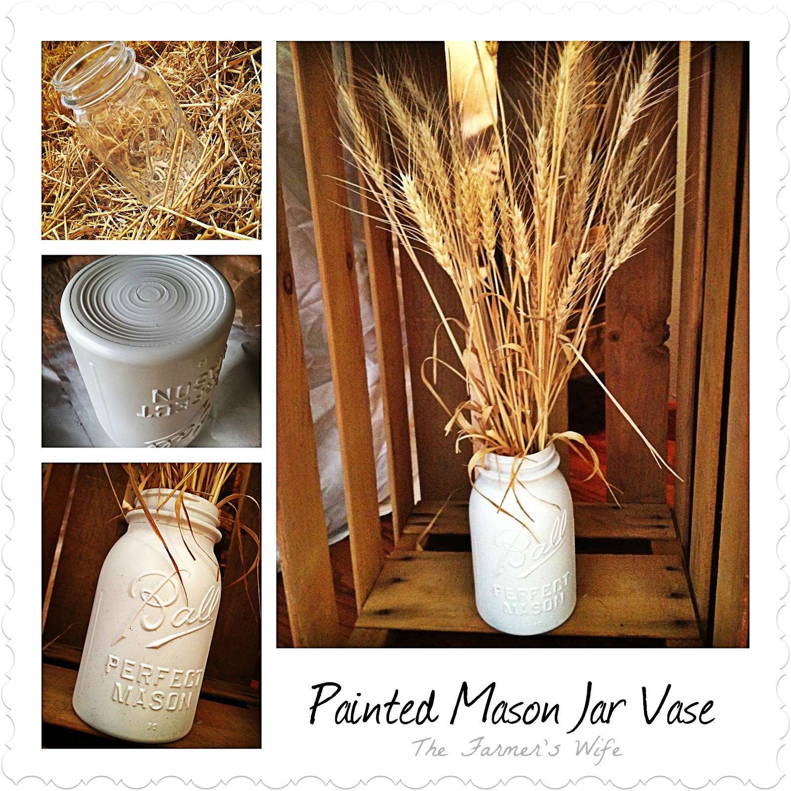 The Farmer's Wife Painted Mason Jar Vase