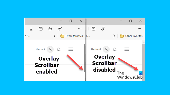 Aktivieren oder deaktivieren Sie die Overlay-Bildlaufleiste in Microsoft Edge