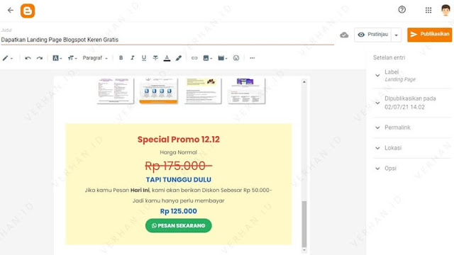 buat postingan landing page