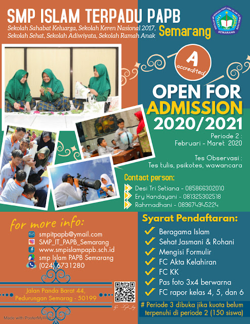 Pendaftaran peserta didik baru SMP IT PAPB Semarang 2020 ...