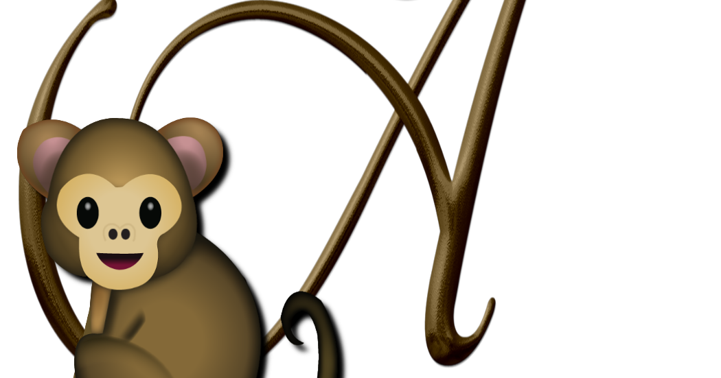 M. Michielin Alphabets BROWN MONKEY EMOTICON EMOJI ALPHABET PNG