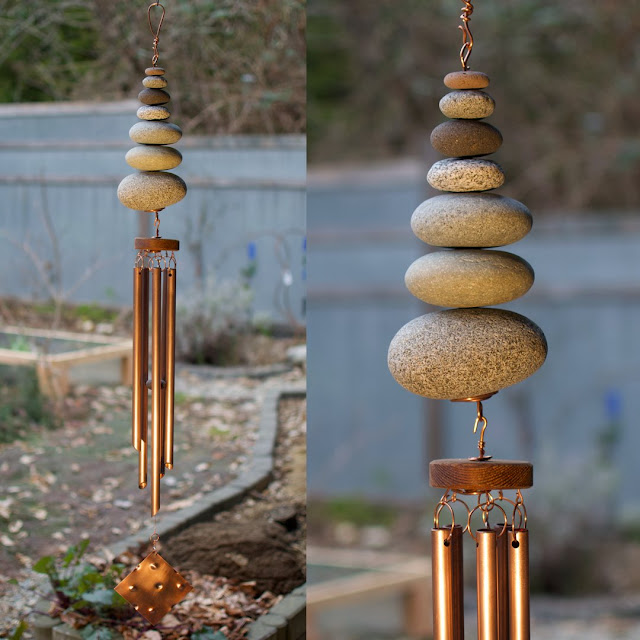 Beach stone and copper wind chime by Coast Chimes