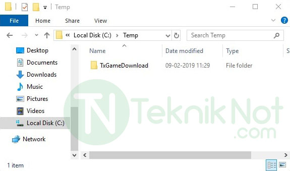 TxGameDownload Klasörünü Sil ve Bilgisayarı Yeniden Başlat
