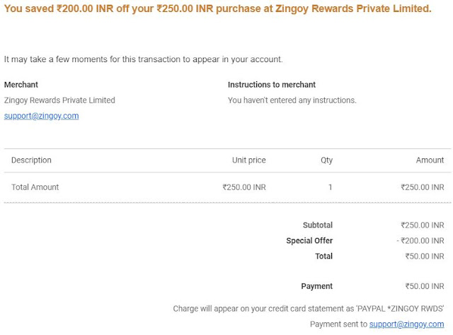 Holi Loot - PayPal is Sending ₹200 Free Coupon - Gift Voucher