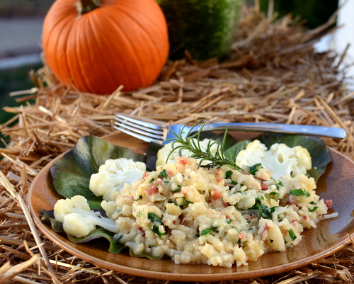 Cauliflower Risotto ♥ KitchenParade.com, traditional risotto lightened up with creamy cauliflower. Rave reviews!