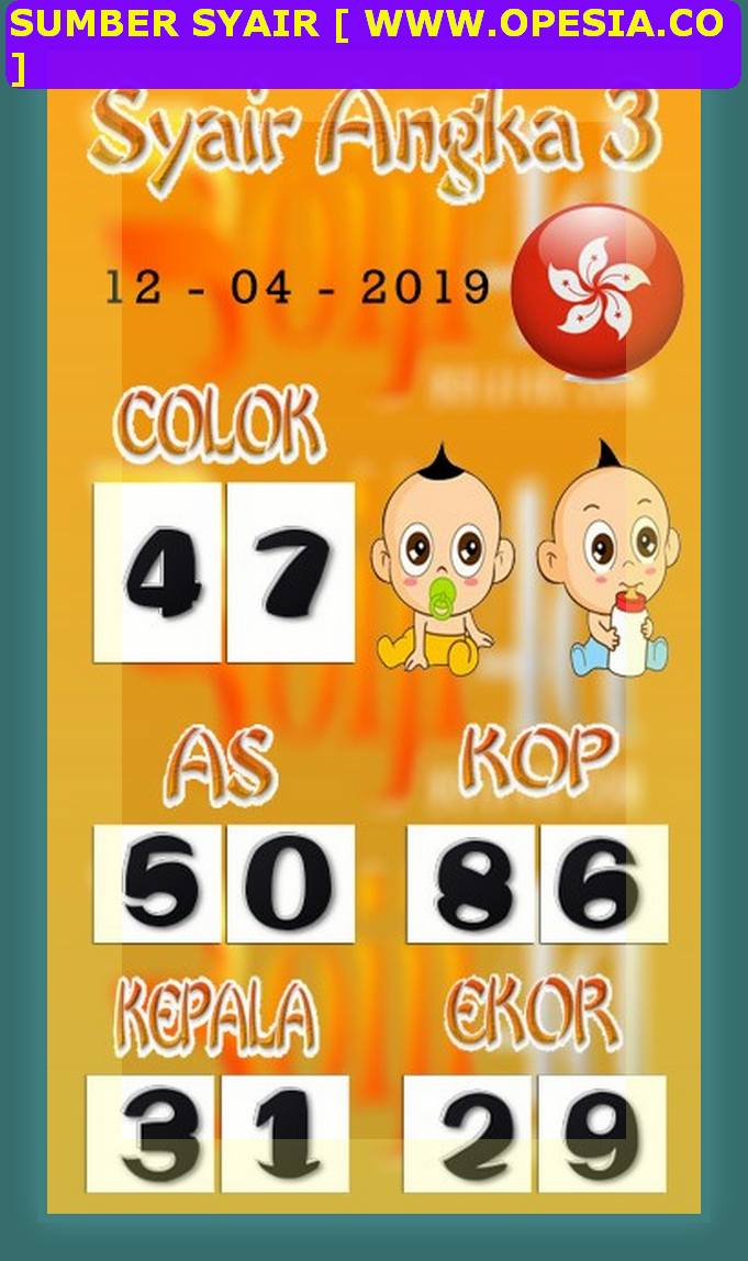 Kode syair hk Jumat 12 April 2019 GOsyair SEDIA KODE