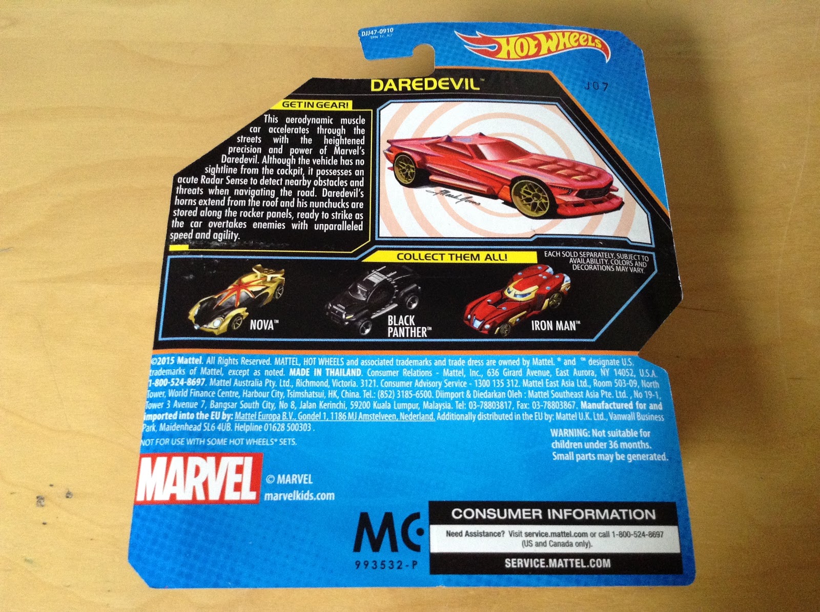 JULIAN'S HOT WHEELS BLOG: Daredevil (2016 Marvel Character Car)