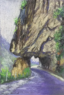 A soft pastel painting of Road to Spiti, on Canson Mi Teintes paper