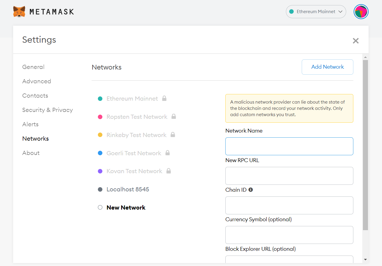 bsc metamask settings