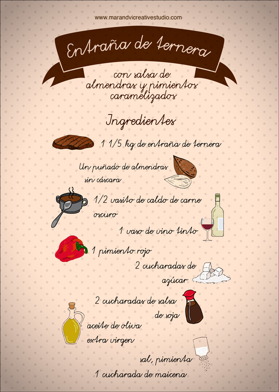 entraña con salsa de almendras: ingredientes