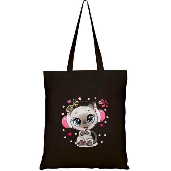 TÚI VẢI TOTE CANVAS IN HÌNH CUTE CARTOON KITTEN GIRL PINK HT373 – HTFASHION