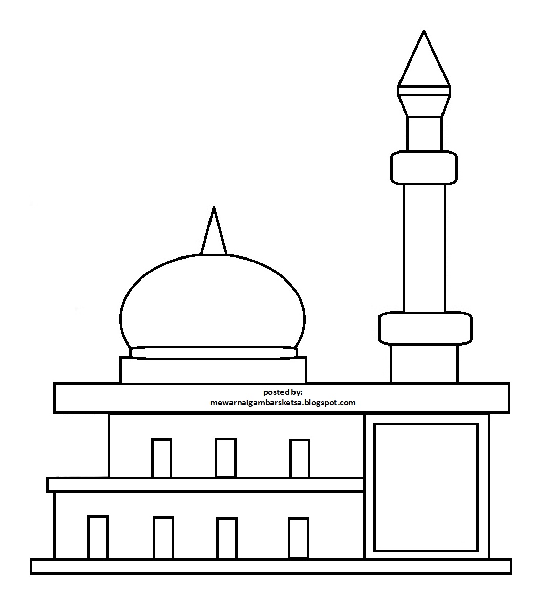 Mewarnai Gambar Sketsa Masjid 38 Download Paud