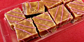 Salted Caramel Fudge with Ginseng Ruby Chocolate Drizzle.