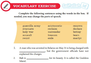 Kunci Jawaban Bahasa Inggris Chapter 11, Vocabulary Exercise, Halaman 148-149 Kelas 10 SMA SMK MA