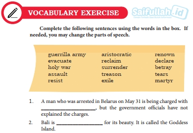 Kunci Jawaban Bahasa Inggris Chapter 11 Vocabulary Exercise Halaman 148 149 Kelas 10 Sma Smk Ma Saifullah Id