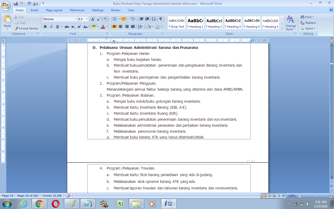 Contoh Tugas dan Fungsi Pelaksana Urusan Administrasi