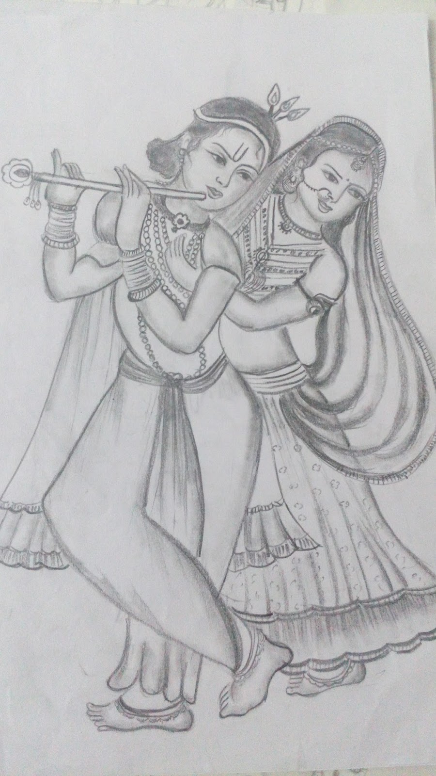 Original Paintings and Sketchs by Artist Chetna Free Hand Lord Krishna