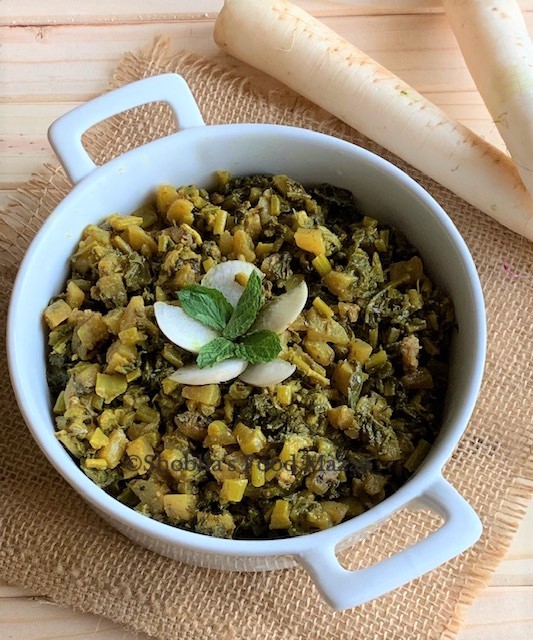 Shobha's Food Mazaa MOOLI KI SABZI / RADISH STIRFRY WITH GREENS