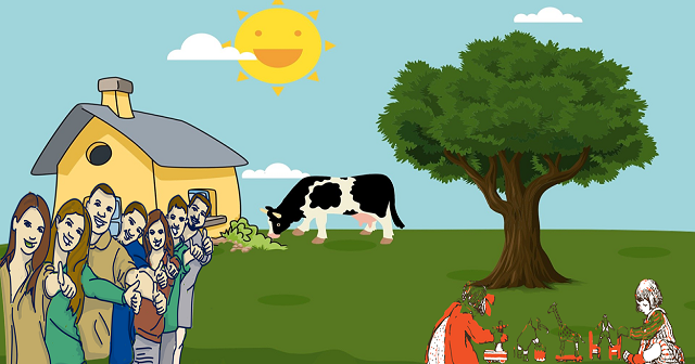 5 sentences about village in hindi image