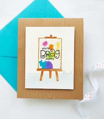 Paper Smooches Easel die, Art card, Time out challenges, die cutting, dry embossing, Embossing folder, paper smooches, stenciling, TO, Quillish, 