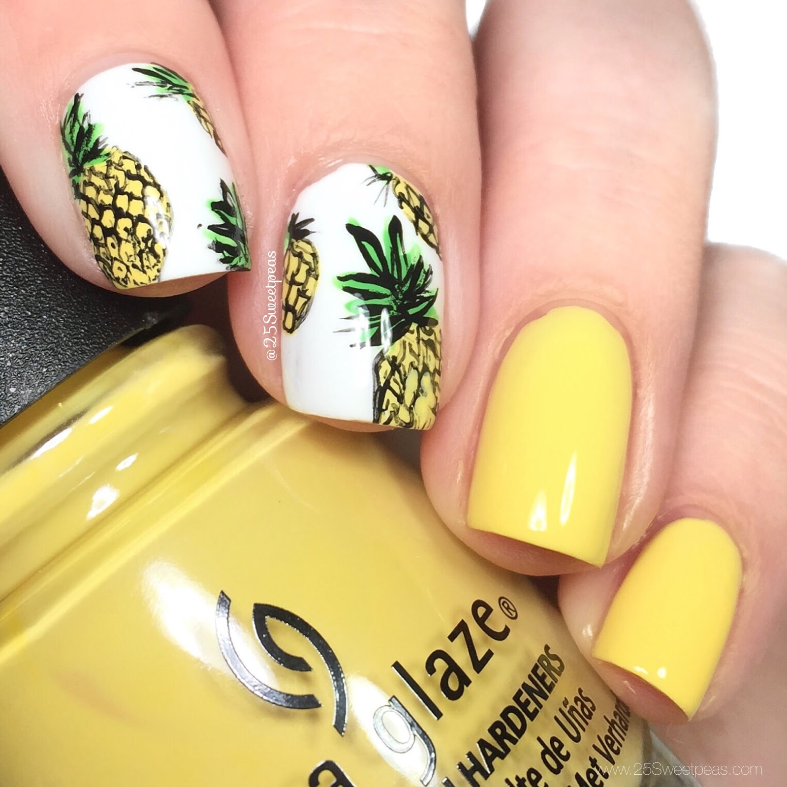 Freehanded Stamped Pineapple Nail Art & Tutorial — 25 Sweetpeas