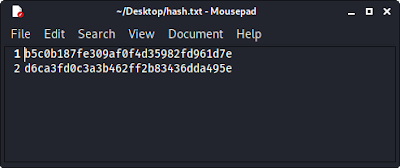 list of hashes on Desktop