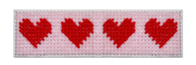 Hearts needlepoint border sample
