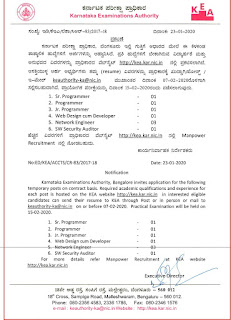 Recruitment of various posts in Karnataka examination authority on contract bases