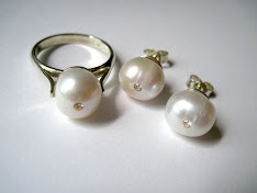 Diamond set Pearl Ring and matching Earrings