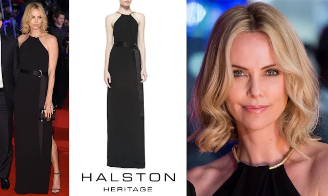 Charlize these days appears to be forgoing her usual favourites – Givenchy, Alexander McQueen and Dior for other brands, yet she’s still sticking to trusted black